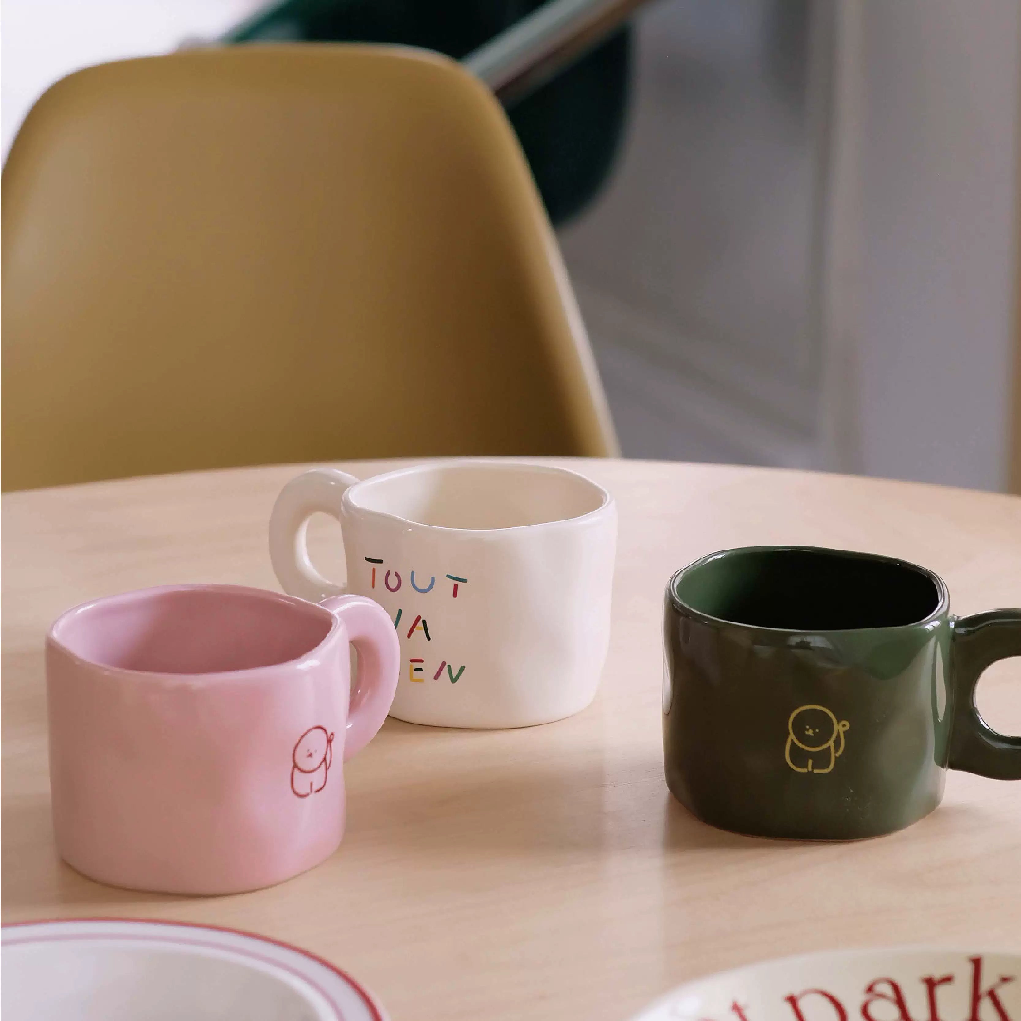 [Don’t make trouble bien] Ceramic cup mug coffee cup milk cup water cup student office new bone china cup